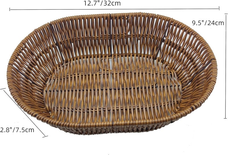 AMBOJIE Wicker Bread Basket,Handwoven Storage Basket for Fruit Basket Vegetables Cosmetics in Home Restaurant & Bakery (Oval 1Pack) - Image 3